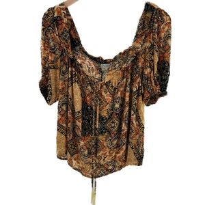Cupcakes and Cashmere Valeska Short Sleeve Paisley Print Top Womens Small